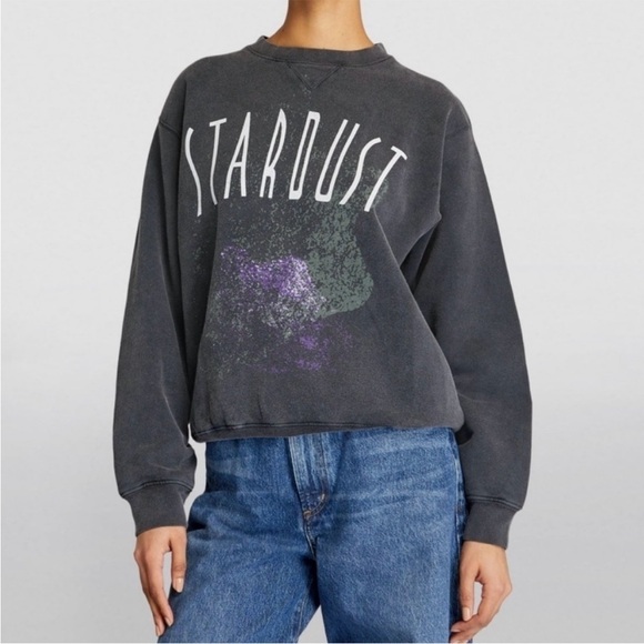 Anine Bing Stardust Washed Black T-Shirt - Picture 1 of 5
